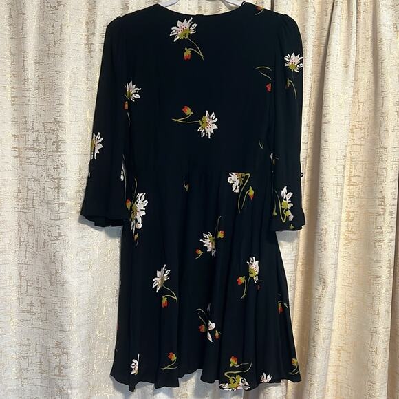 Free People Time on My Side Black Floral Wrap Mini Tunic Dress Women's Sz Small! - Picture 2 of 8